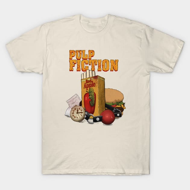 Red Apple Cigarette's: Pulp Fiction T-Shirt by AlbertColladoArt